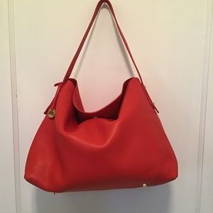 J.McLaughlin leather bag w/matching makeup/accessory bag
